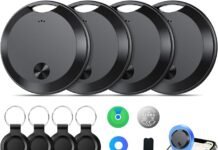 Top Best Air Tracker Tags-4 Pack: Smart Bluetooth Tracker, Item Finder Works with Apple Find My (iOS Only) App, Trakcer Tag Locator for Keys, Luggage, Satchel, weTag mini.